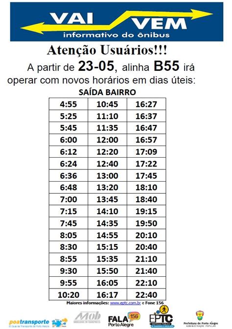 b55 horarios